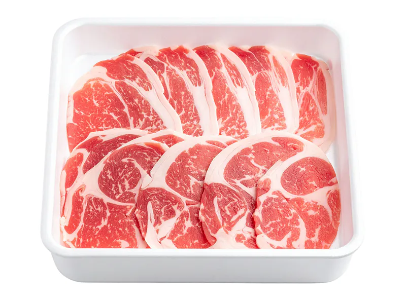 Premium marbled beef slices with even fat distribution at KTOP Korean BBQ and Hot Pot, an Asian Restaurant in Longview